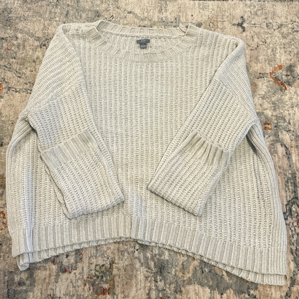 Aerie Women's Cream Ribbed Crew Neck Sweater